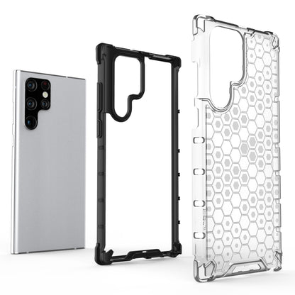 For Samsung Galaxy S22 Ultra 5G Honeycomb PC + TPU Phone Case(White) - Galaxy S22 Ultra 5G Cases by buy2fix | Online Shopping UK | buy2fix