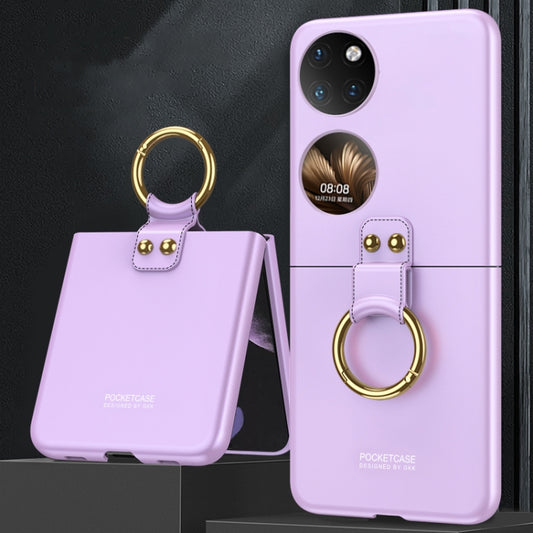 For Huawei P50 Pocket GKK Ultra-thin Full Coverage Phone Case with Ring(Purple) - Huawei Cases by GKK | Online Shopping UK | buy2fix