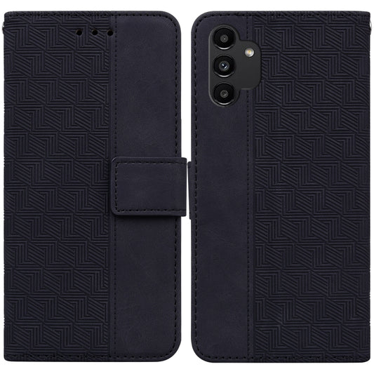 For Samsung Galaxy A13 4G Geometric Embossed Leather Phone Case(Black) - Samsung Accessories by buy2fix | Online Shopping UK | buy2fix