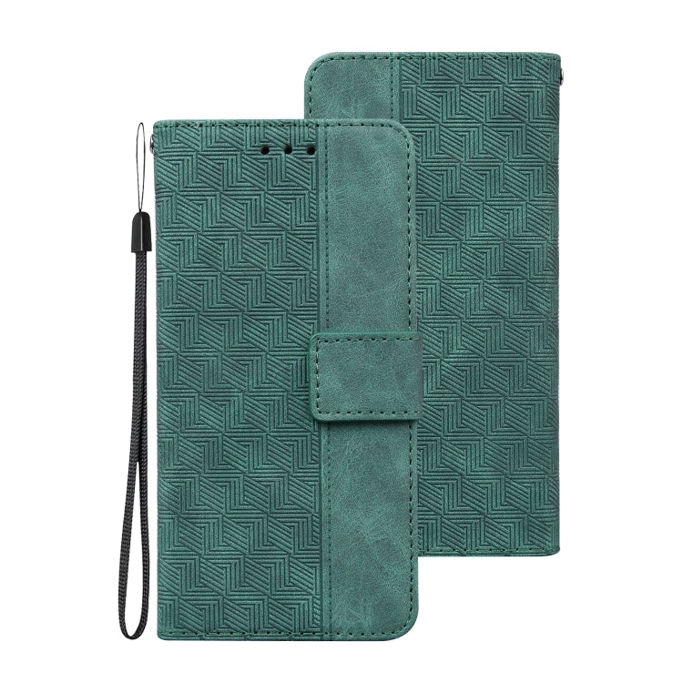 For Samsung Galaxy A73 5G Geometric Embossed Leather Phone Case(Green) - Samsung Accessories by buy2fix | Online Shopping UK | buy2fix