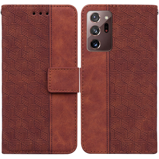 For Samsung Galaxy Note20 Ultra Geometric Embossed Leather Phone Case(Brown) - Samsung Accessories by buy2fix | Online Shopping UK | buy2fix