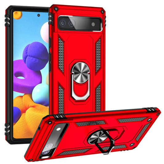 For Google Pixel 6A Shockproof TPU + PC Protective Case with 360 Degree Rotating Holder(Red) - Google Cases by buy2fix | Online Shopping UK | buy2fix