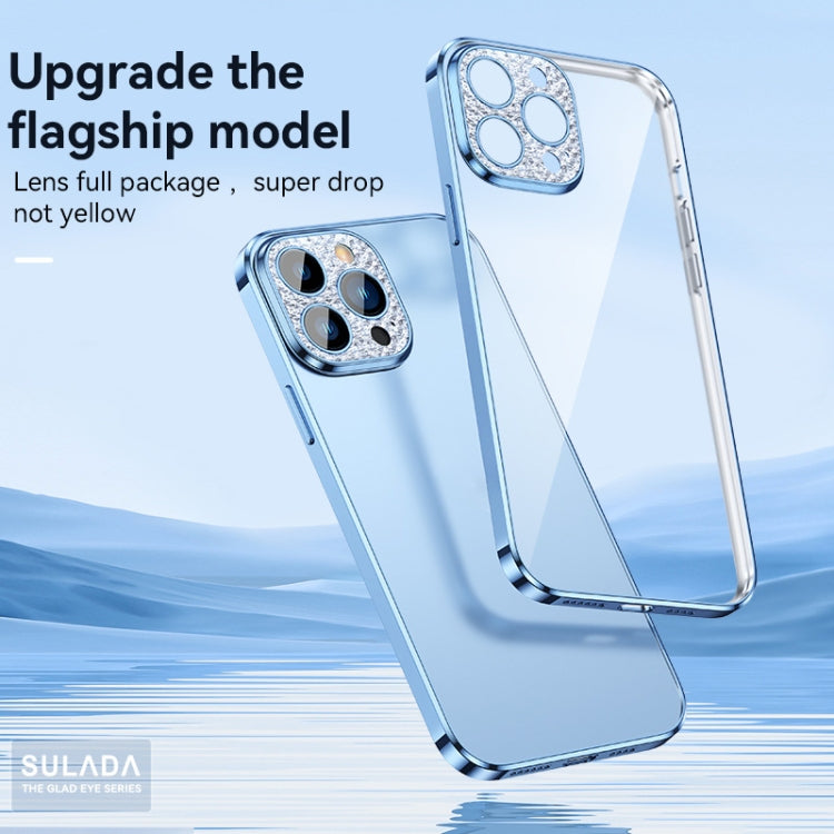 For iPhone 13 SULADA Diamond Lens Protector Plated Frosted Case(Sierra Blue) - iPhone 13 Cases by SULADA | Online Shopping UK | buy2fix