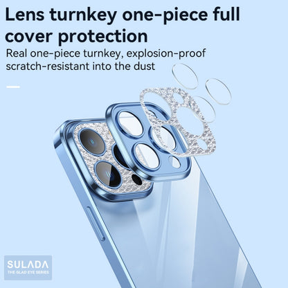 For iPhone 13 SULADA Diamond Lens Protector Plated Frosted Case(Sierra Blue) - iPhone 13 Cases by SULADA | Online Shopping UK | buy2fix