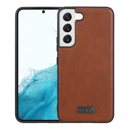 For Samsung Galaxy S22 5G SULADA Shockproof TPU + Handmade Leather Phone Case(Brown) - Galaxy S22 5G Cases by SULADA | Online Shopping UK | buy2fix