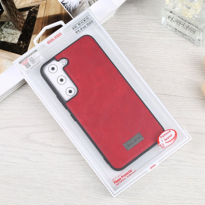 For Samsung Galaxy S22 5G SULADA Shockproof TPU + Handmade Leather Phone Case(Red) - Galaxy S22 5G Cases by SULADA | Online Shopping UK | buy2fix