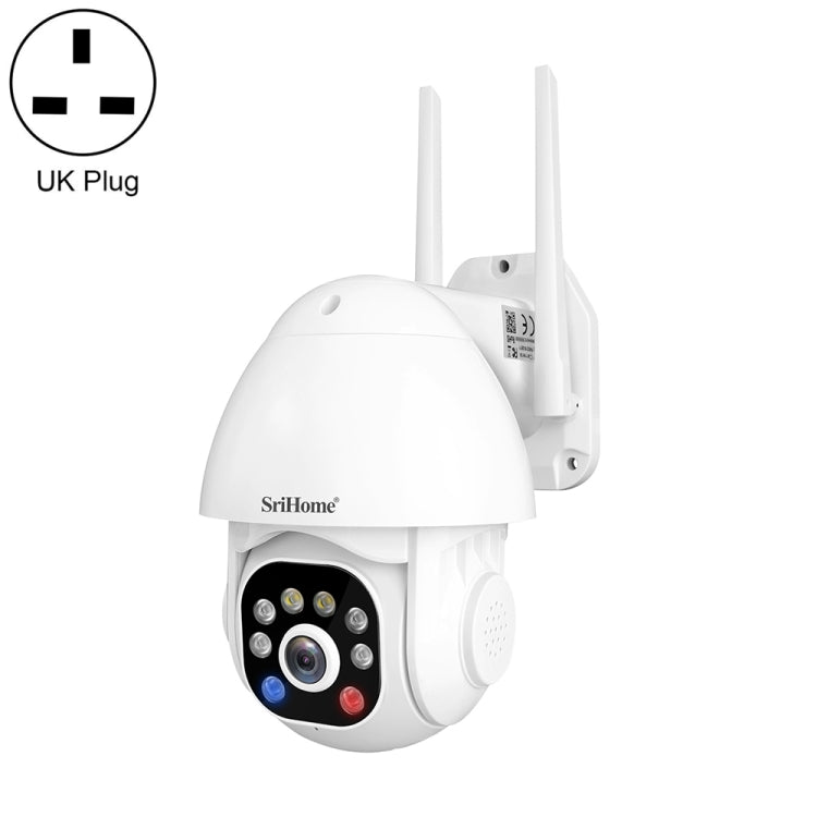 SriHome SH039B 3MP Sound and Light Alarm IP66 Waterproof Dome Camera, UK Plug - Security by SriHome | Online Shopping UK | buy2fix