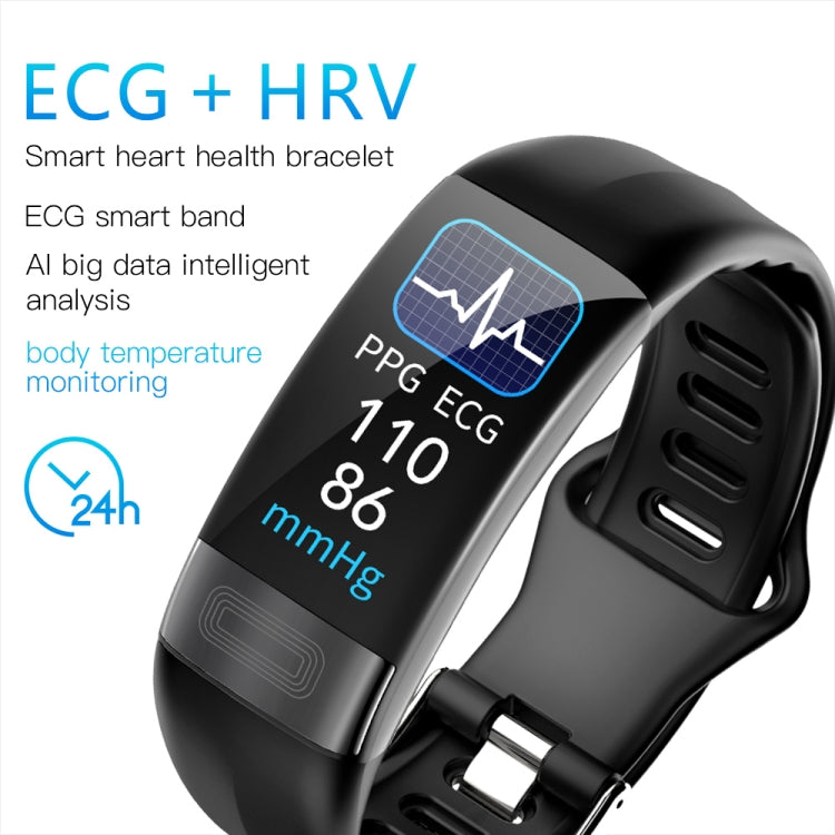 P11 Plus 0.96 inch Screen ECG+HRV Smart Health Bracelet, Support Body Temperature, Dynamic Heart Rate, ECG Monitoring, Blood Oxygen Monitor(Black) - Smart Wear by buy2fix | Online Shopping UK | buy2fix