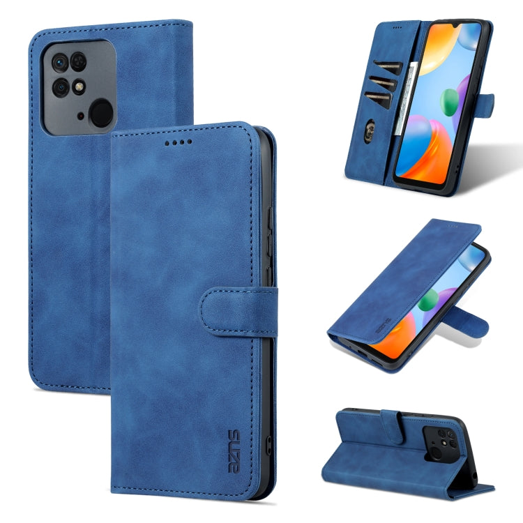 For Xiaomi Redmi 10C / Redmi 10 India AZNS Skin Feel Calf Texture Flip Leather Phone Case(Blue) - Xiaomi Cases by AZNS | Online Shopping UK | buy2fix