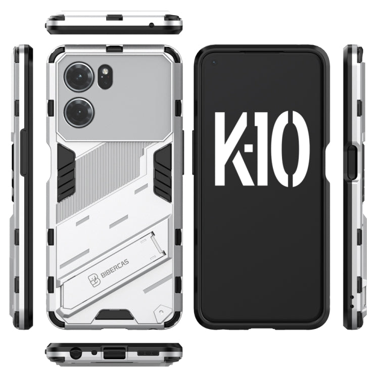 For OPPO K10 5G China Punk Armor 2 in 1 PC + TPU Shockproof Phone Case with Invisible Holder(White) - OPPO Cases by buy2fix | Online Shopping UK | buy2fix