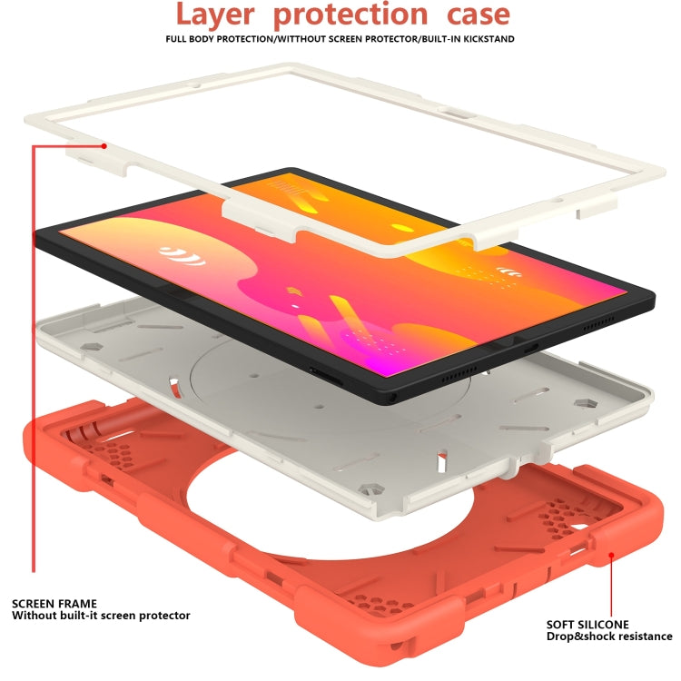 For Samsung Galaxy Tab A8 10.5 2021 Silicone + PC Full Body Protection Tablet Case With Holder & Strap(Orange) - Other Galaxy Tab PC by buy2fix | Online Shopping UK | buy2fix