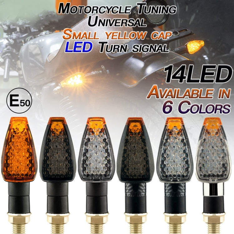 2 PCS KC025 Motorcycle 14LED Turn Signal Light(Lattice Shell + Transparent Black Lenses) - In Car by buy2fix | Online Shopping UK | buy2fix