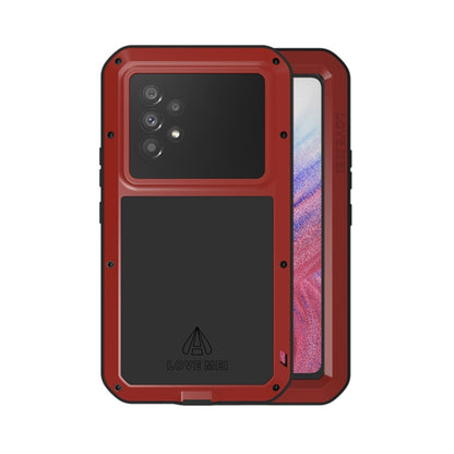 For Samsung Galaxy A53 LOVE MEI Metal Shockproof Waterproof Dustproof Protective Phone Case with Glass(Red) - Galaxy Phone Cases by LOVE MEI | Online Shopping UK | buy2fix