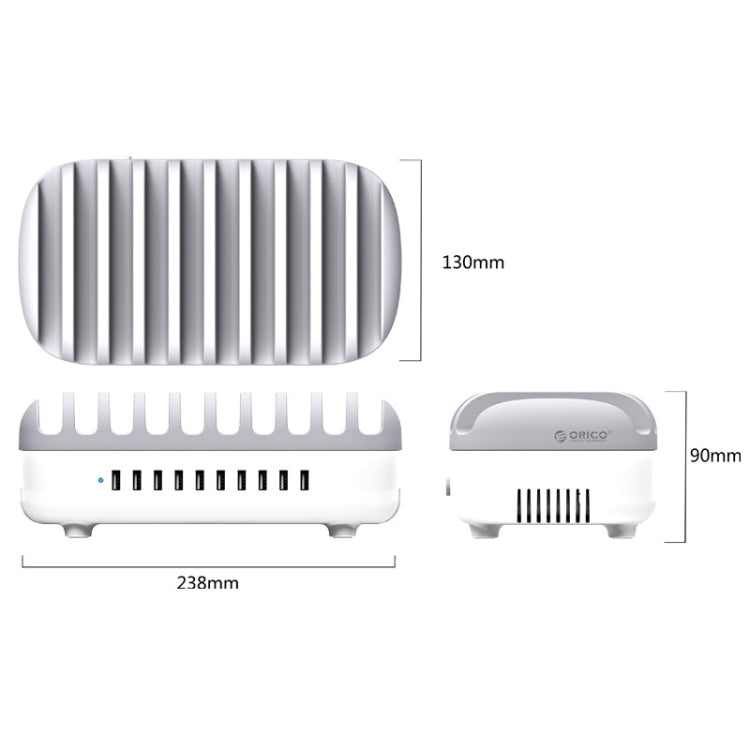 ORICO DUK-10P-DX 120W 5V 2.4A 10 Ports USB Charging Station, AU Plug(White) - Multifunction Charger by ORICO | Online Shopping UK | buy2fix