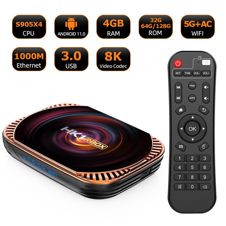 MECOOL HK1RBOX X4 4K TV Box, Android 11 Amlogic S905X4 CPU with RC 4GB+32GB(EU Plug) - Consumer Electronics by MECOOL | Online Shopping UK | buy2fix