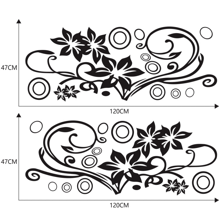 2 PCS/Set D-75 Flower Vine Pattern Car Modified Decorative Sticker(Black) - In Car by buy2fix | Online Shopping UK | buy2fix