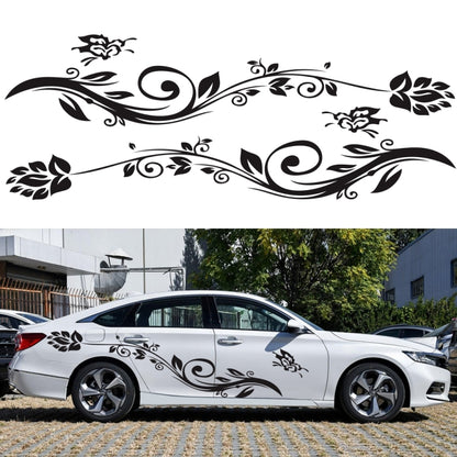 2 PCS/Set D-251 Butterfly Love Flowers Pattern Car Modified Decorative Sticker(Black) - In Car by buy2fix | Online Shopping UK | buy2fix