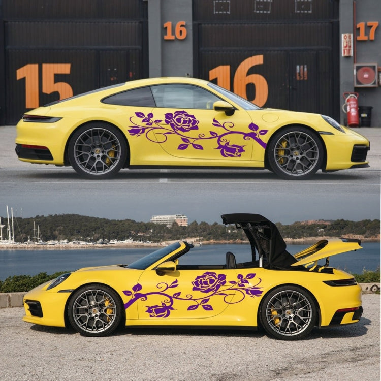 2 PCS/Set D-545 Rose Pattern Car Modified Decorative Sticker(Purple) - In Car by buy2fix | Online Shopping UK | buy2fix