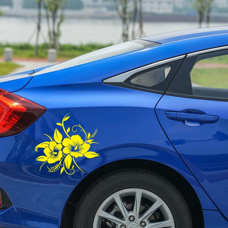 D-798 Flowers Bloom Pattern Car Modified Decorative Sticker(Yellow) - In Car by buy2fix | Online Shopping UK | buy2fix