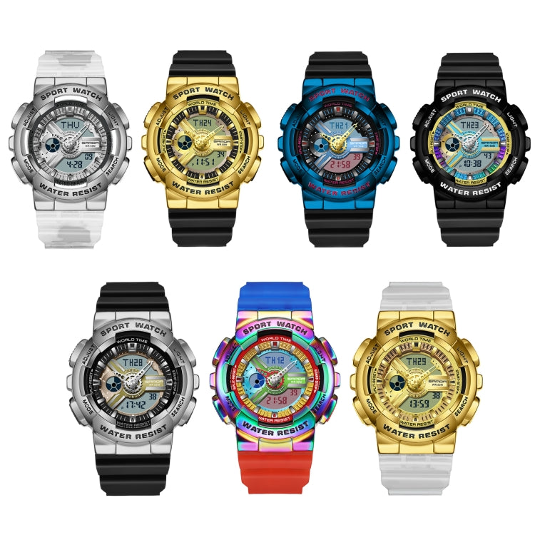 SANDA 3137 TPU Strap Luminous Waterproof Dual Display Electronic Watch(Multicolor) - Silicone Strap Watches by SANDA | Online Shopping UK | buy2fix