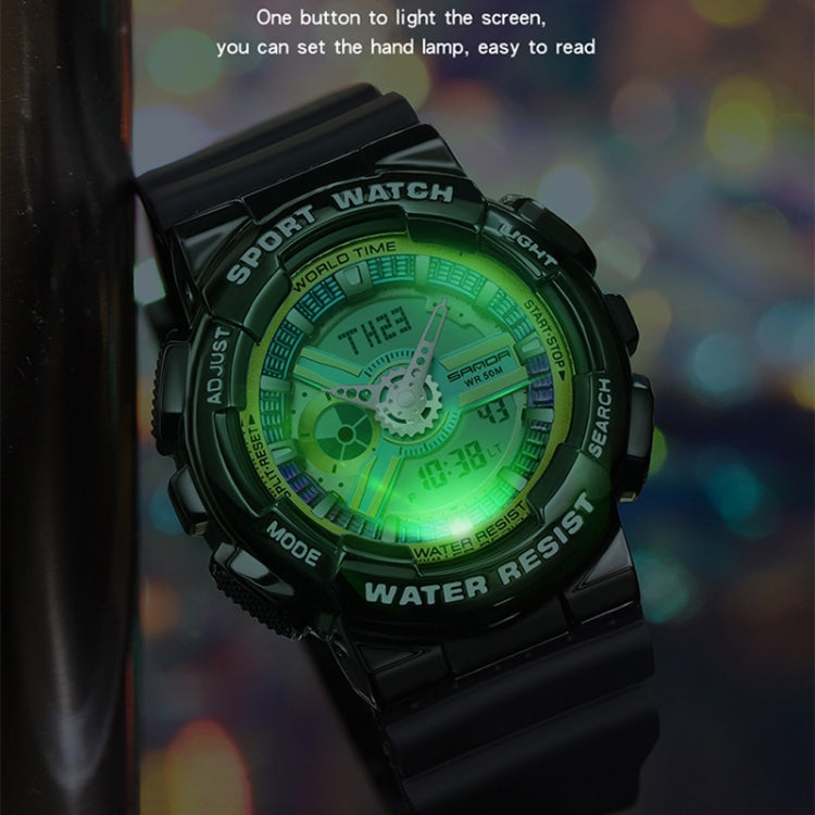 SANDA 3137 TPU Strap Luminous Waterproof Dual Display Electronic Watch(Multicolor) - Silicone Strap Watches by SANDA | Online Shopping UK | buy2fix