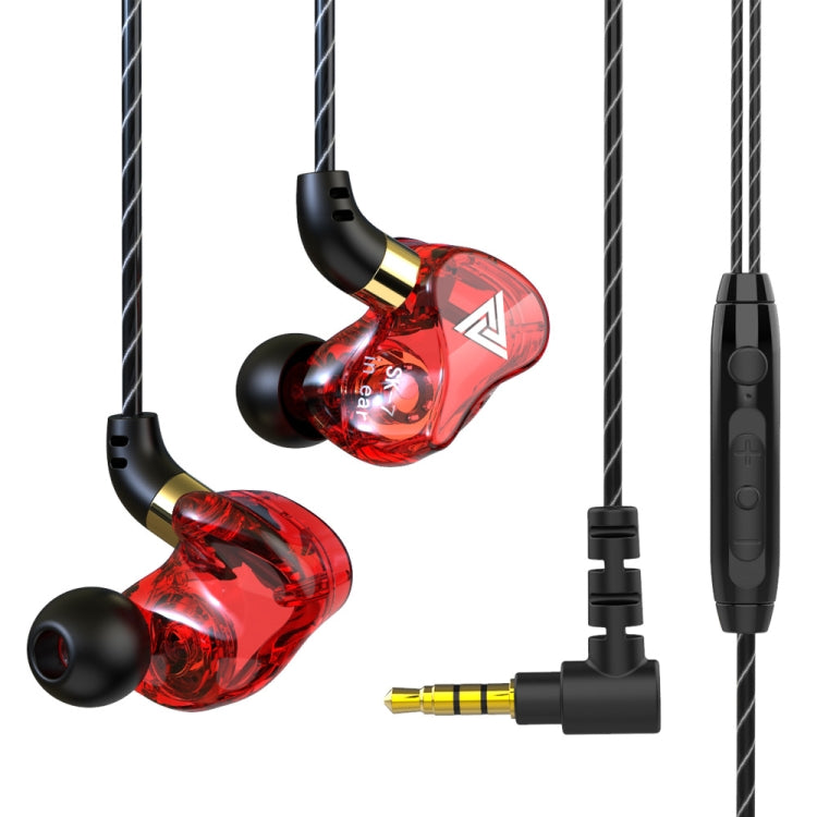 QKZ SK7 3.5mm Sports In-ear Copper Driver Wired HIFI Stereo Earphone with Mic(Red) - In Ear Wired Earphone by QKZ | Online Shopping UK | buy2fix