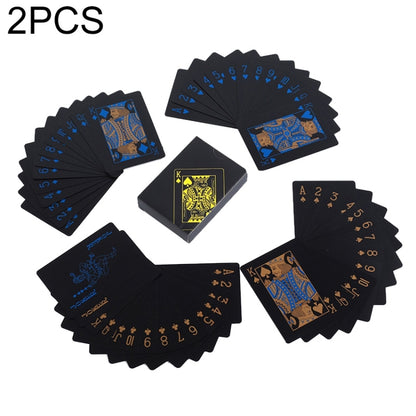 2 Set Plastic Waterproof PVC Poker Cards, Size:6.3 x 8.9cm(Blue+Gold) - Gambling by buy2fix | Online Shopping UK | buy2fix