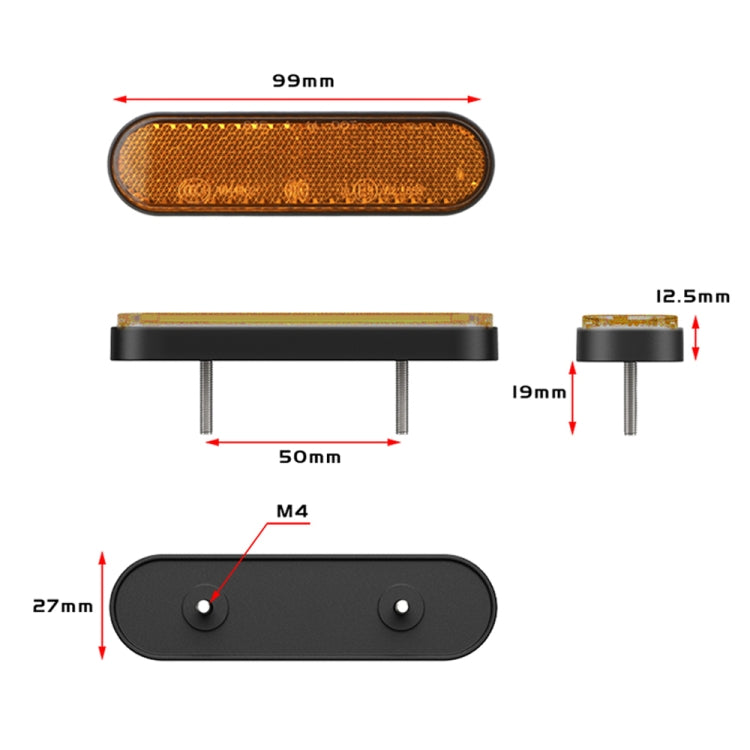 2 PCS 24LED Reflector Brake Light Turn Signal Light(Yellow Shell Yellow Light) - In Car by buy2fix | Online Shopping UK | buy2fix