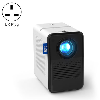 D100 180 ANSI Lumens Mini LED+LCD Smartphone Wireless Screen Mirroring Projector, Plug Type:UK Plug(White) - Consumer Electronics by buy2fix | Online Shopping UK | buy2fix