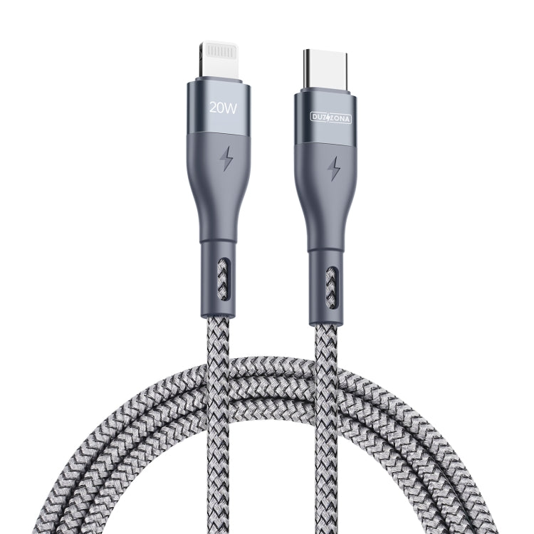 DUZZONA A1 PD 20W Type-C to 8 Pin Fast Charging Data Cable, Length: 1m(Grey) - Normal Style Cable by DUZZONA | Online Shopping UK | buy2fix