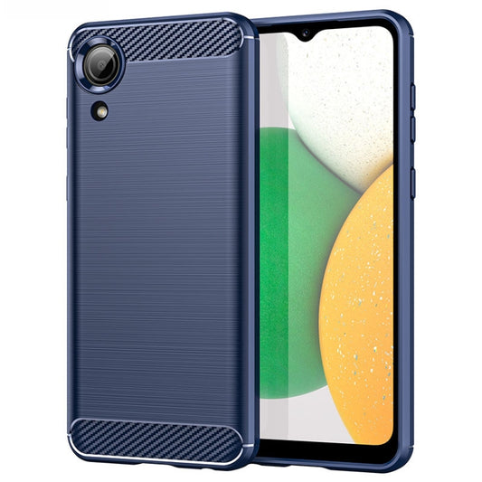 For Samsung Galaxy A03 Core Brushed Texture Carbon Fiber TPU Phone Case(Blue) - Galaxy Phone Cases by buy2fix | Online Shopping UK | buy2fix