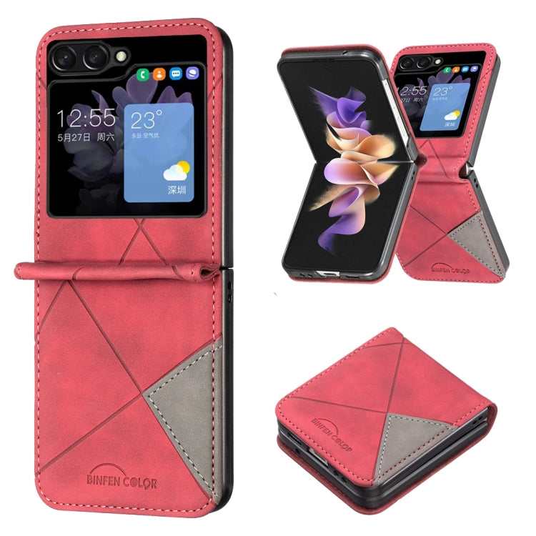 For Samsung Galaxy Z Flip5 Rhombus Texture Leather Phone Case(Red) - Galaxy Z Flip5 Cases by buy2fix | Online Shopping UK | buy2fix