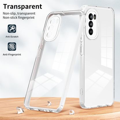 For Motorola Moto G52 3 in 1 Clear TPU Color PC Frame Phone Case(White) - Mobile Accessories by buy2fix | Online Shopping UK | buy2fix