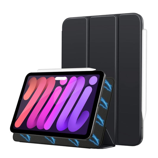 For iPad mini 6 / mini 2024 Double-sided Clip 3-fold Magnetic Smart Leather Tablet Case(Black) - iPad mini 6 Cases by buy2fix | Online Shopping UK | buy2fix