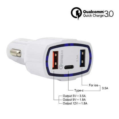 308 3 in 1 Cigarette Lighter Conversion Plug Multi-function USB Car Fast Charger(White) - In Car by buy2fix | Online Shopping UK | buy2fix