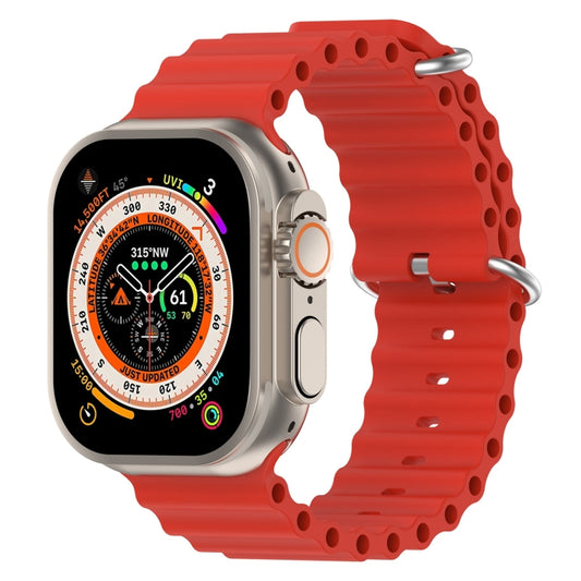 Ocean Silicone Watch Band For Apple Watch Ultra 49mm / Series 8&7 45mm / SE 2&6&SE&5&4 44mm (Red) - Watch Bands by buy2fix | Online Shopping UK | buy2fix