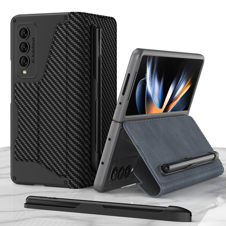 For Samsung Galaxy Z Fold4 GKK Armor Flip Leather Phone Case with Pen Slots(Carbon Fiber Texture) - Galaxy Z Fold4 5G Cases by GKK | Online Shopping UK | buy2fix