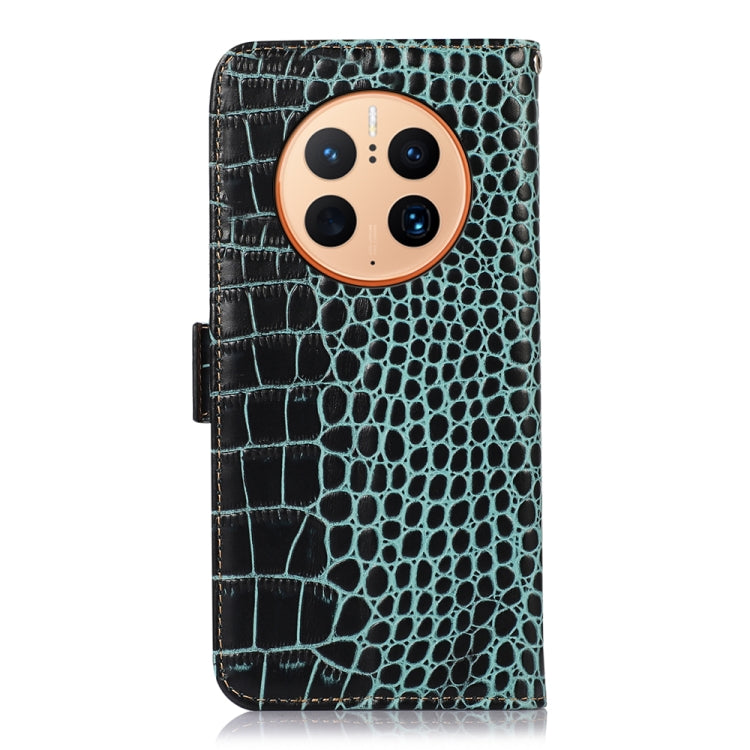For Huawei Mate 50 Pro Crocodile Top Layer Cowhide Leather Phone Case(Green) - Huawei Cases by buy2fix | Online Shopping UK | buy2fix