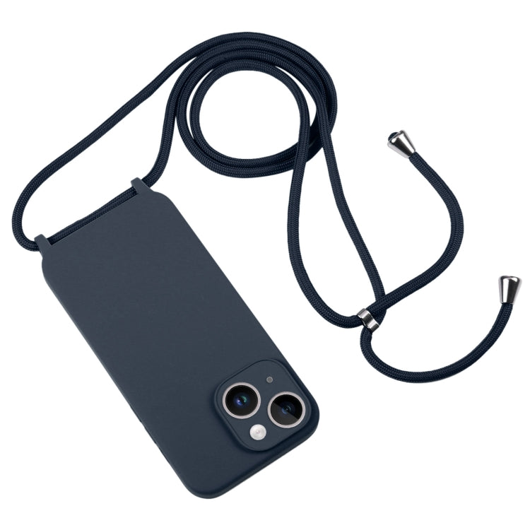 For iPhone 14 Crossbody Lanyard Liquid Silicone Case(Midnight Blue) - iPhone 14 Cases by buy2fix | Online Shopping UK | buy2fix