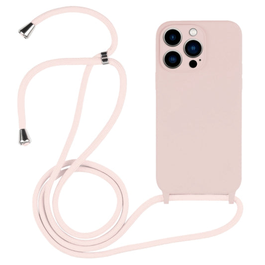 For iPhone 13 Pro Max Crossbody Lanyard Liquid Silicone Case(Sand Pink) - iPhone 13 Pro Max Cases by buy2fix | Online Shopping UK | buy2fix