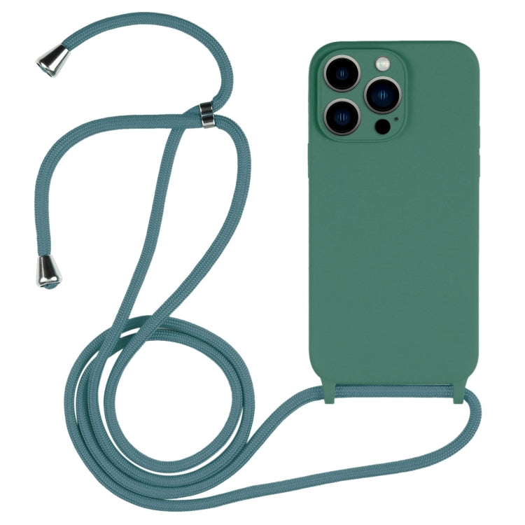 For iPhone 13 Pro Max Crossbody Lanyard Liquid Silicone Case(Emerald Green) - iPhone 13 Pro Max Cases by buy2fix | Online Shopping UK | buy2fix