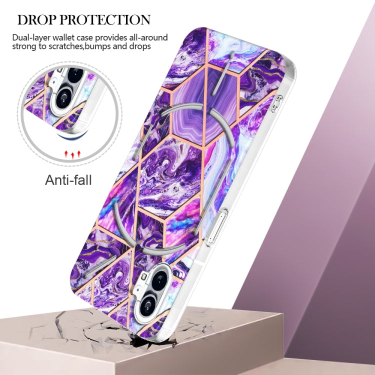 For Nothing Phone 1 Electroplating Splicing Marble TPU Phone Case(Dark Purple) - More Brand by buy2fix | Online Shopping UK | buy2fix