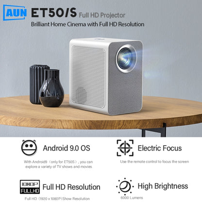 AUN ET50 4 inch 180 Lumens 1920x1080P Smart LED Mini Projector, Plug Type:US Plug(White) - Consumer Electronics by AUN | Online Shopping UK | buy2fix