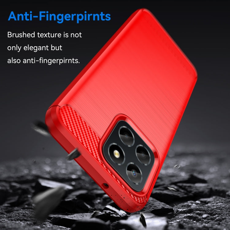 For Honor X6 5G Brushed Texture Carbon Fiber TPU Phone Case(Red) - Honor Cases by buy2fix | Online Shopping UK | buy2fix