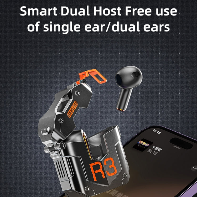 ROCK R3 Steampunk Mecha Wireless Bluetooth Earphone(Flame Black) - Bluetooth Earphone by ROCK | Online Shopping UK | buy2fix