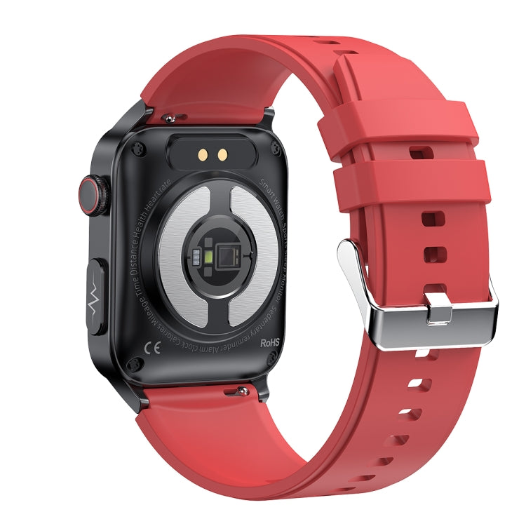 E500 1.83 inch HD Square Screen TPU Watch Strap Smart Watch Supports ECG Monitoring / Non-invasive Blood Sugar(Red) - Smart Wear by buy2fix | Online Shopping UK | buy2fix