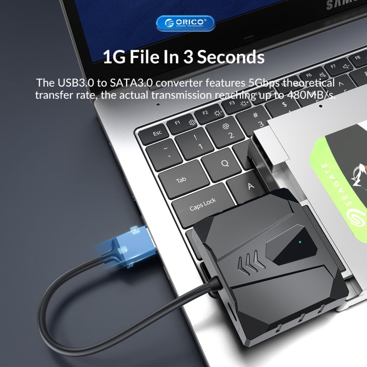 ORICO UTS2 USB 3.0 2.5-inch SATA HDD Adapter with 12V 2A Power Adapter, Cable Length:0.5m(UK Plug) - USB to IDE / SATA by ORICO | Online Shopping UK | buy2fix