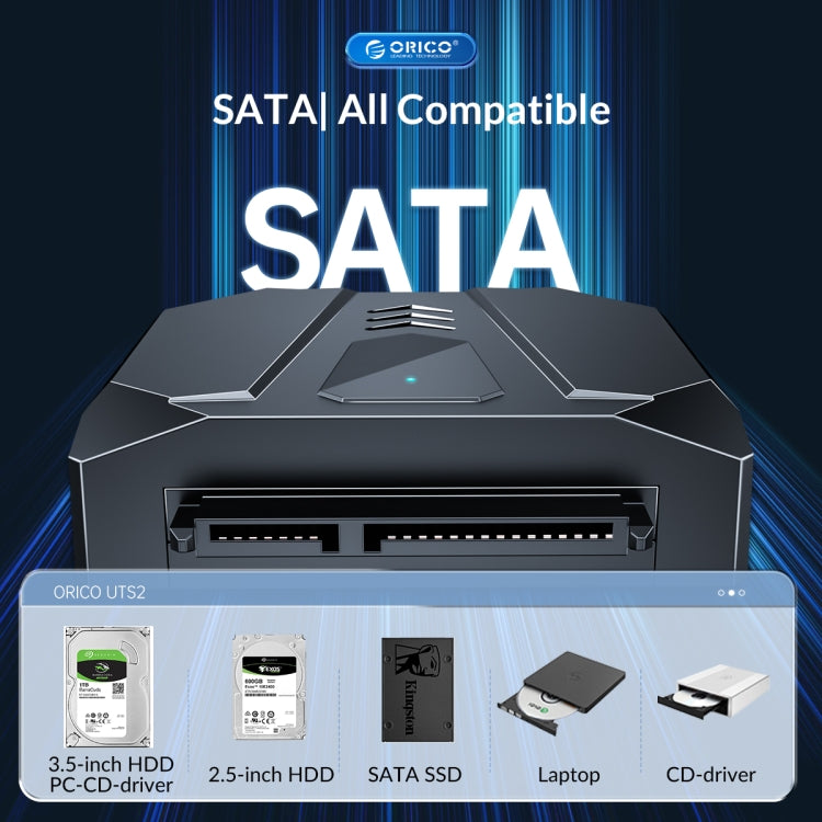 ORICO UTS2 USB 3.0 2.5-inch SATA HDD Adapter with 12V 2A Power Adapter, Cable Length:0.5m(EU Plug) - USB to IDE / SATA by ORICO | Online Shopping UK | buy2fix