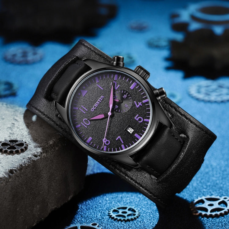 Ochstin 7228 Multifunctional Business Leather Wrist Wrist Waterproof Quartz Watch(Purple) - Leather Strap Watches by OCHSTIN | Online Shopping UK | buy2fix