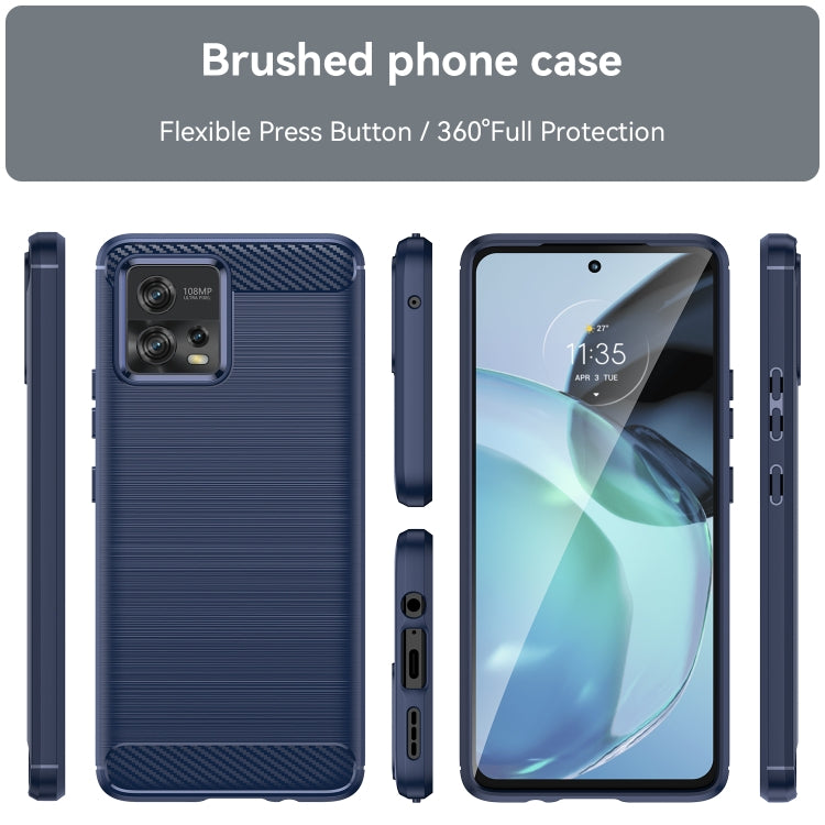 For Motorola Moto G72 5G Brushed Texture Carbon Fiber TPU Phone Case(Blue) - Motorola Cases by buy2fix | Online Shopping UK | buy2fix